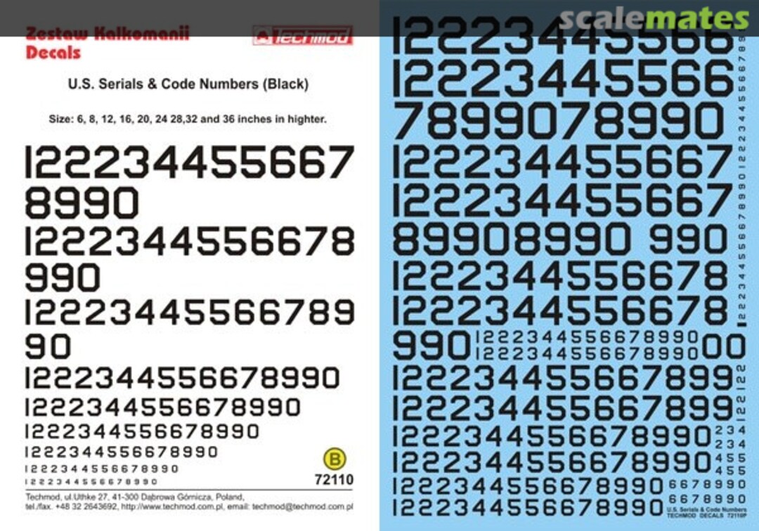 Boxart U.S. Serial & Code Numbers (Black) 72110 Techmod