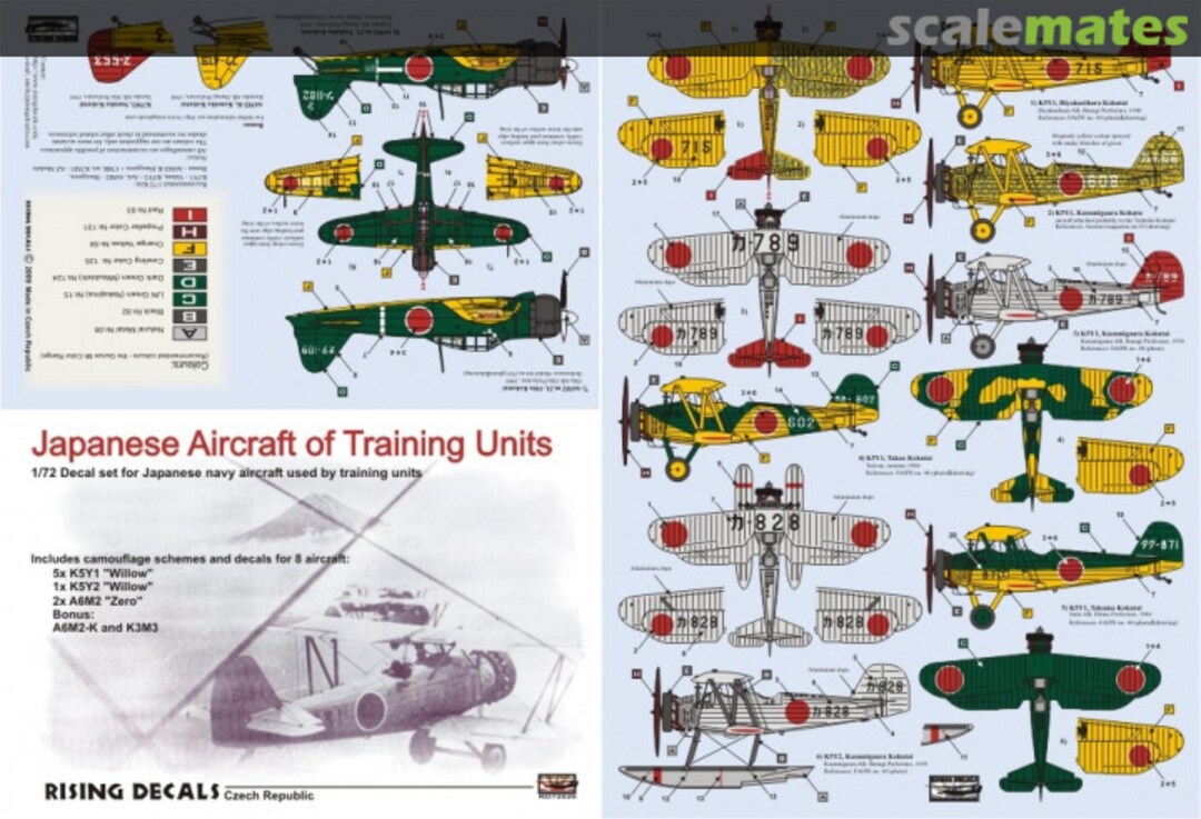 Boxart Japanese Navy Training Aircraft (8x camo) 72026 Rising Decals