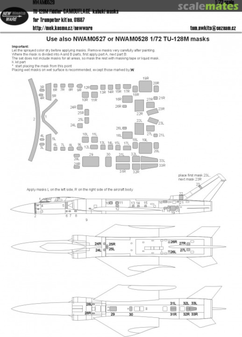 Boxart Tu-128M Fiddler CAMOUFLAGE kabuki masks NWAM0529 New Ware