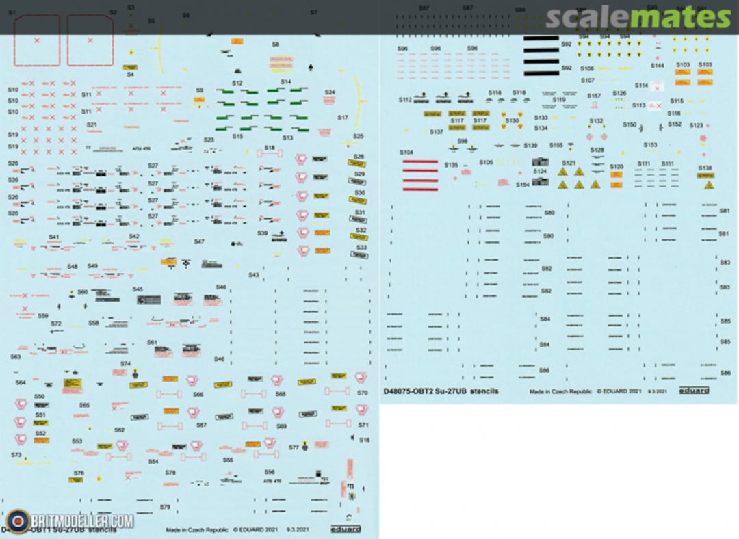 Boxart Su-27UB stencils D48075 Eduard