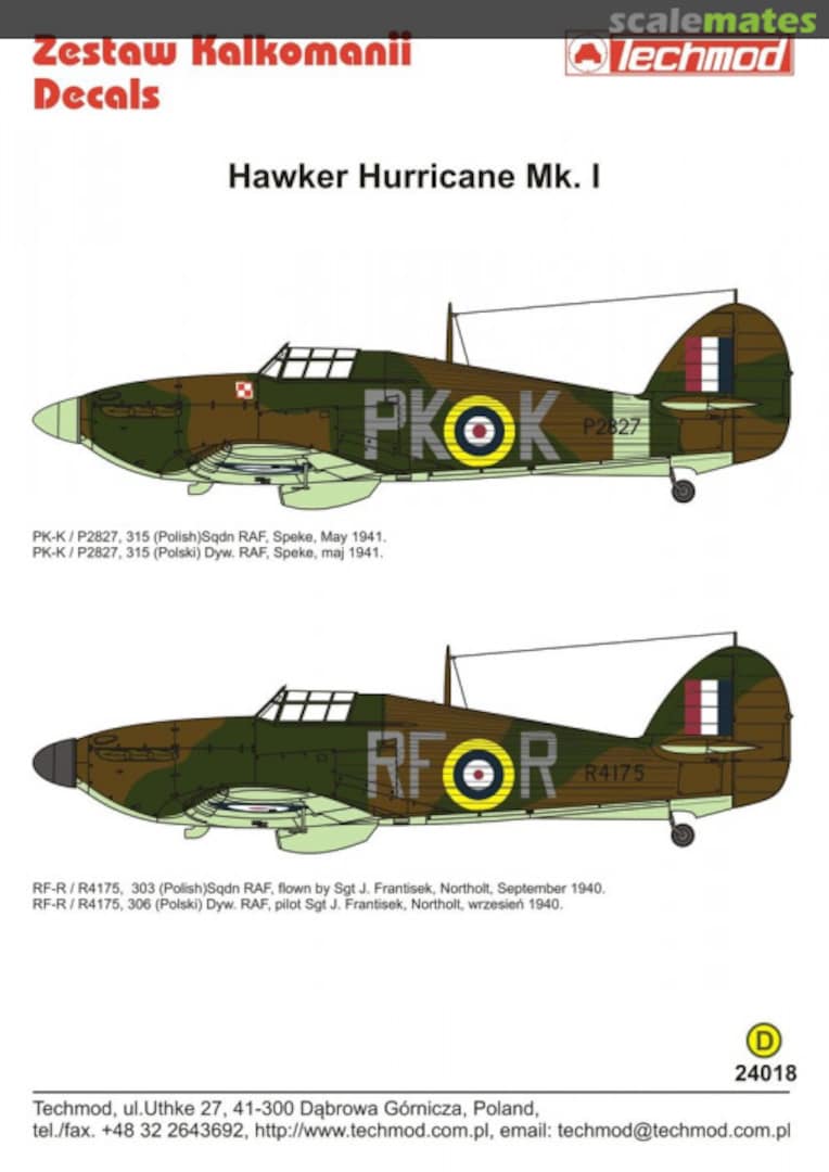 Contents Hawker Hurricane Mk.I 24018A Techmod