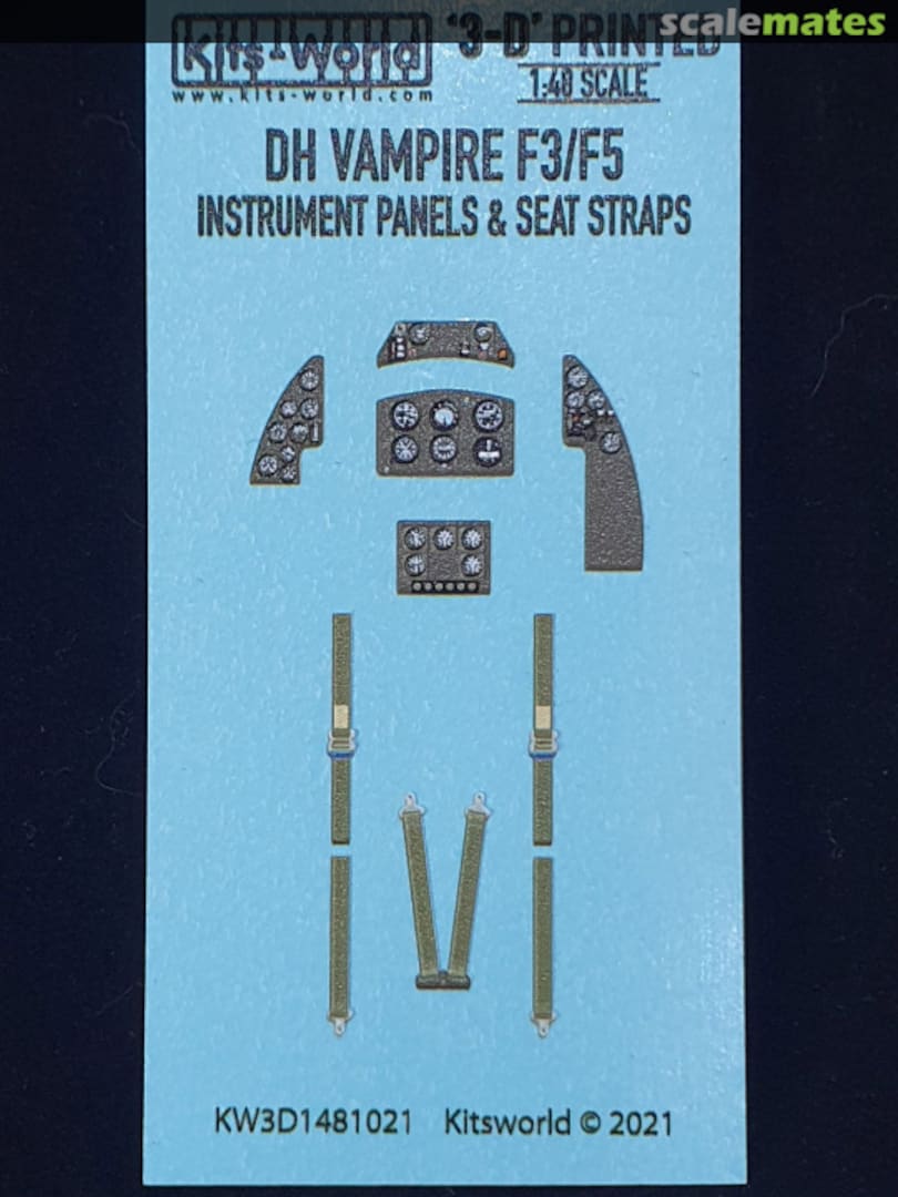 Boxart De Havilland Vampire F3/F5 instrument Panel and Seat Straps KW3D1481021 Kits-World