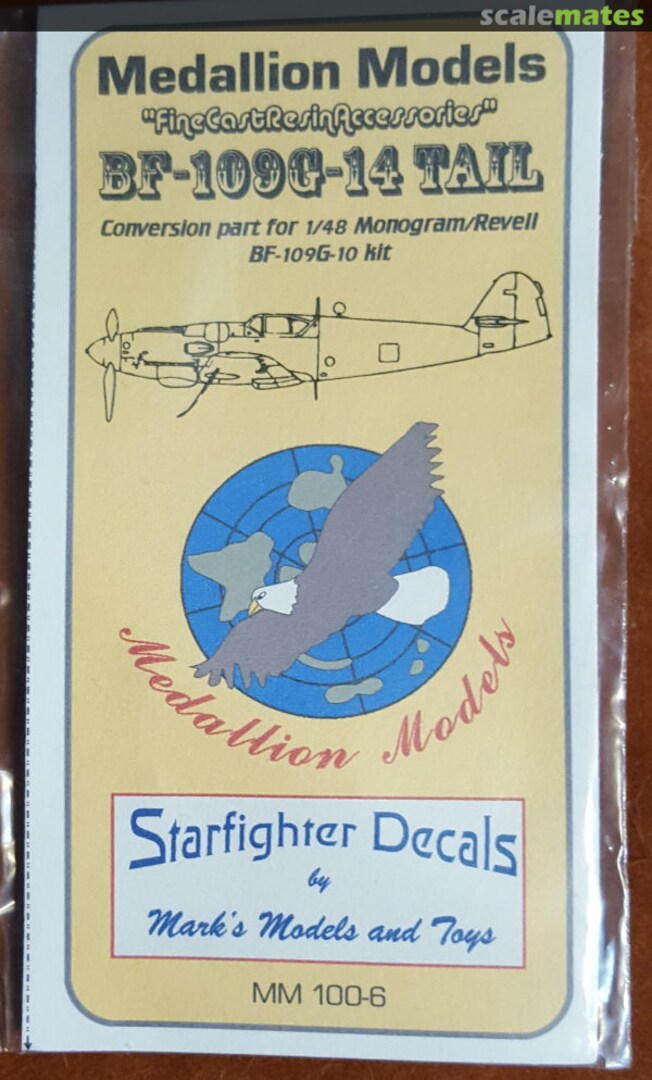 Boxart Bf 109G-14 tall wooden tail MM 100-6 Starfighter Decals