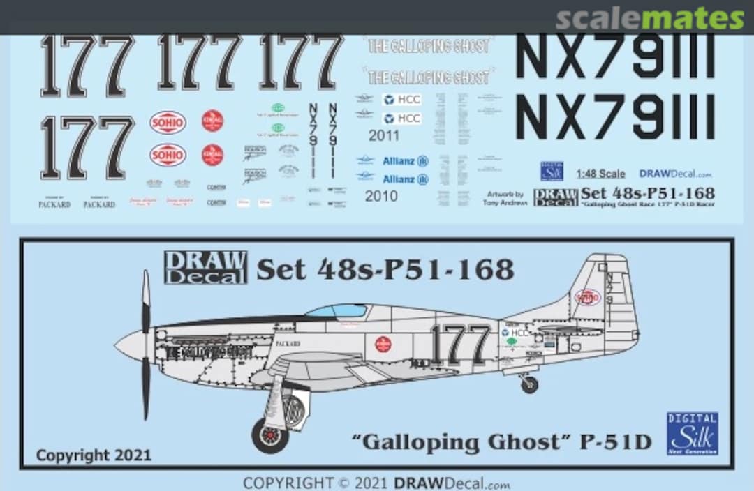 Boxart “Galloping Ghost” P-51D 48-P51-168 Draw Decal