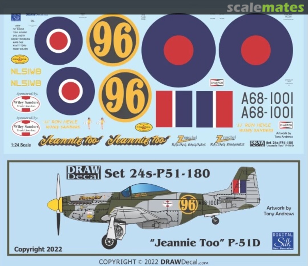 Boxart “Jeannie Too” P-51D 24-P51-180 Draw Decal