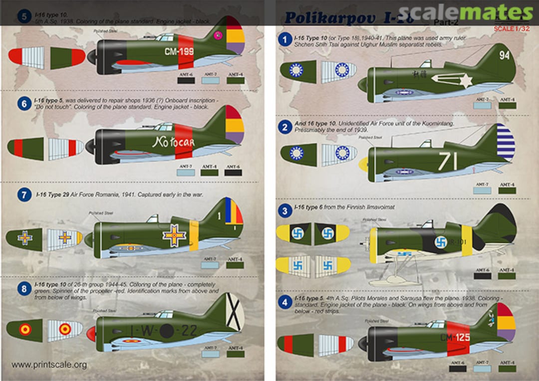 Boxart Polikarpov I-16 Part 2 32-016 Print Scale