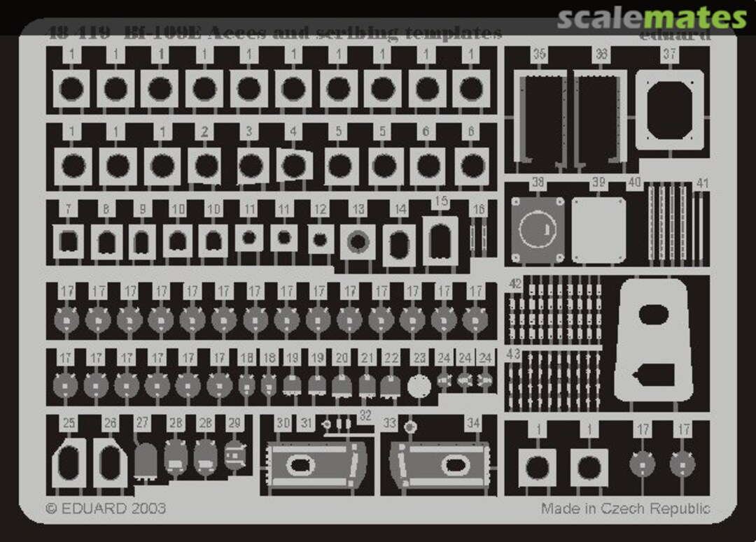 Boxart Bf 109E access and scribing templates 48419 Eduard