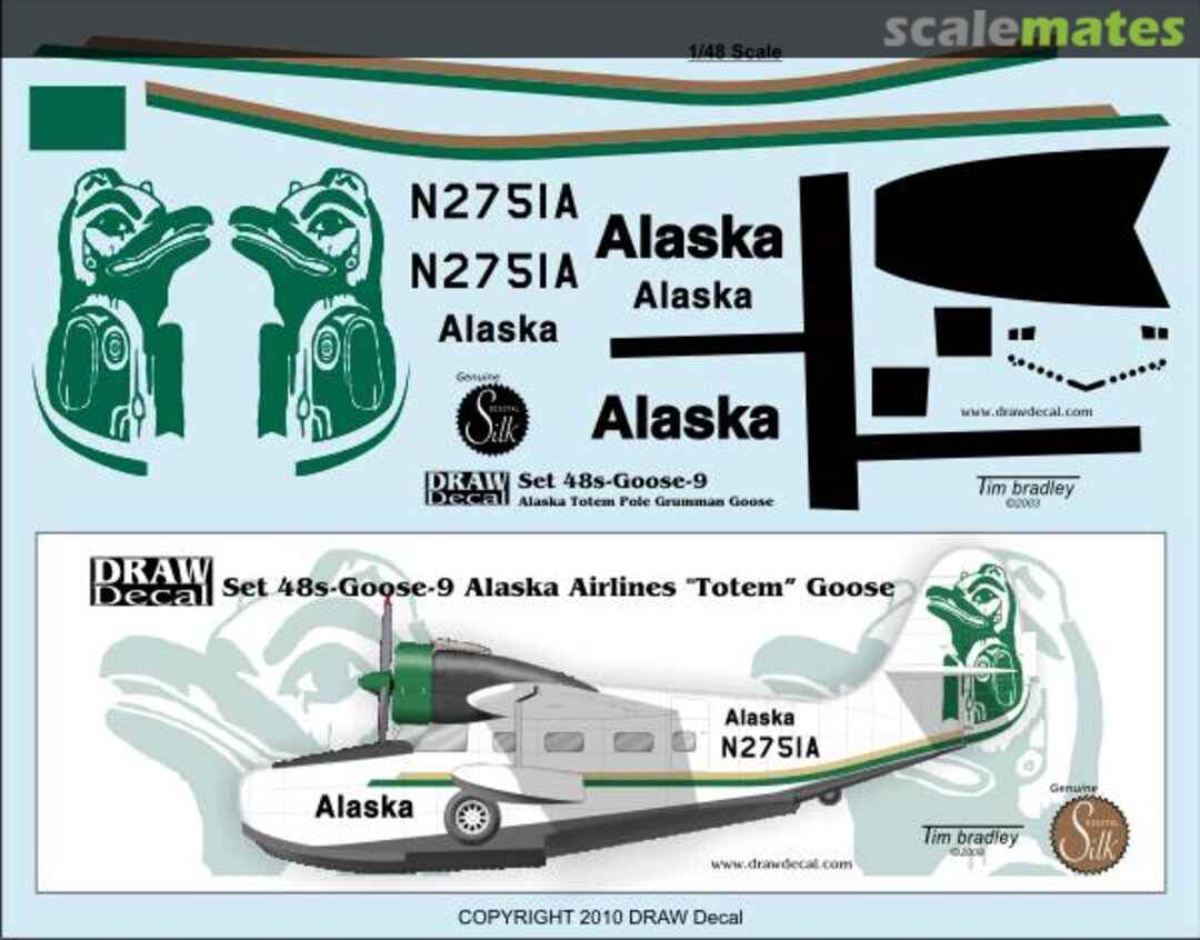 Boxart Alaska Airlines "Totem Pole" Grumman Goose 48-Goose-9 Draw Decal