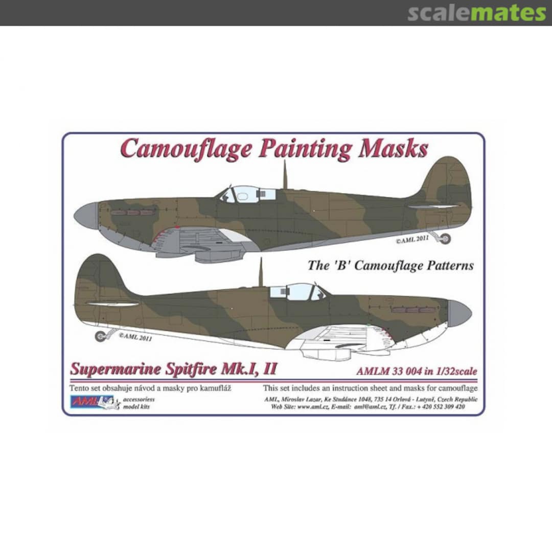 Boxart Supermarine Spitfire Mk.I/II Camouflage Masks B Patter AMLM33004 AML