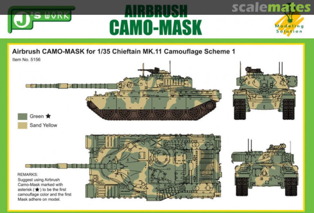 Boxart Airbrush CAMO-MASK 1/35 Chieftain MK.11 Scheme 1 PPA5156 J's Work