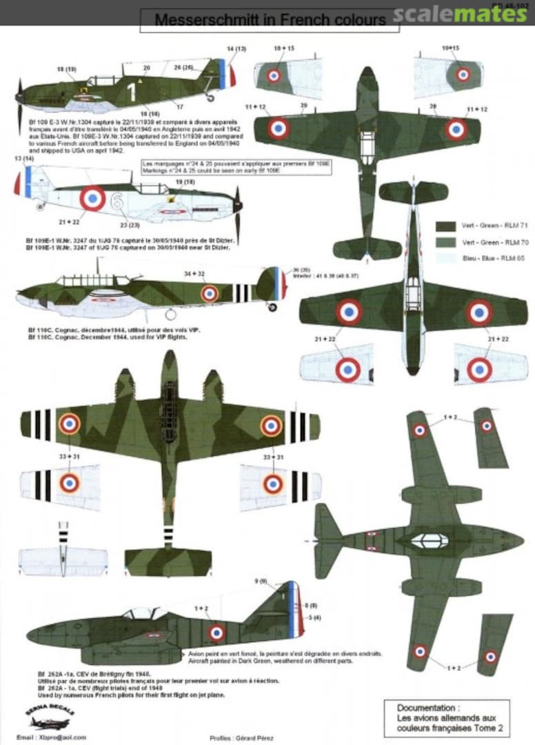 Boxart Messerschmitt in French colours BD 48-102 Berna Decals