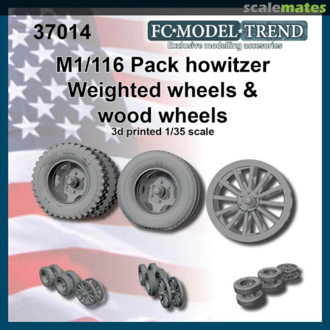 Boxart M1/M116 pack howitzer weighted and wood wheels 37014 FC Model Trend