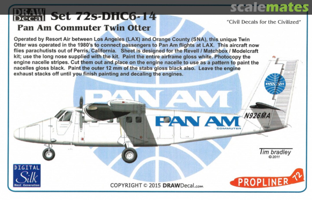 Boxart Pan Am Commuter Twin Otter 72s-DHC6-14 Draw Decal