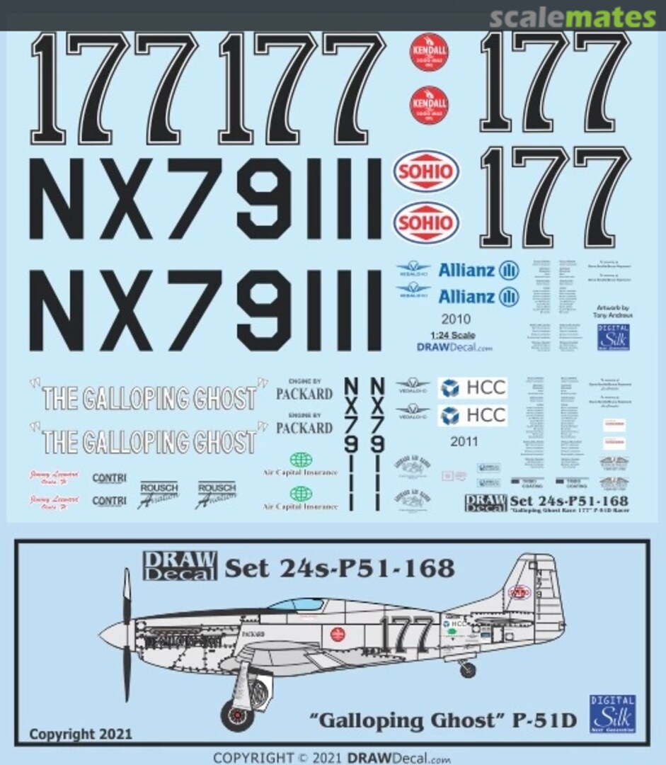 Boxart “Galloping Ghost” P-51D 24-P51-168 Draw Decal