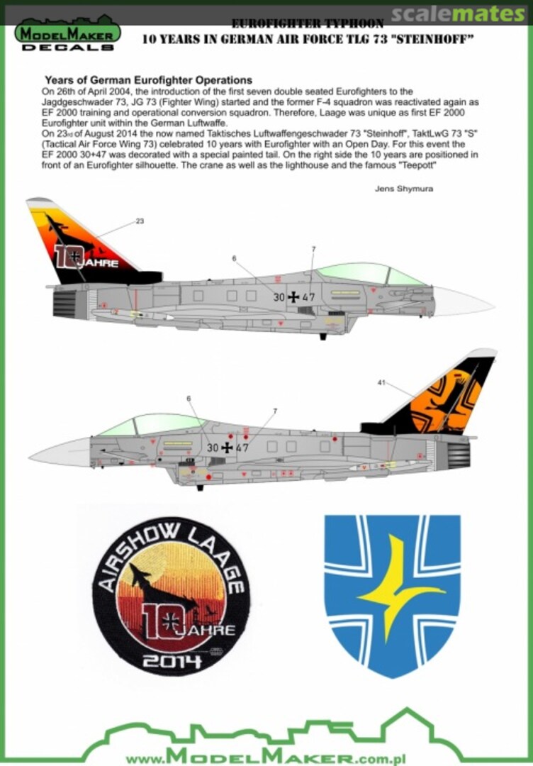 Boxart Eurofighter Typhoon 10 Years in German Air Force TLG 73 "Steinhoff D32051 ModelMaker