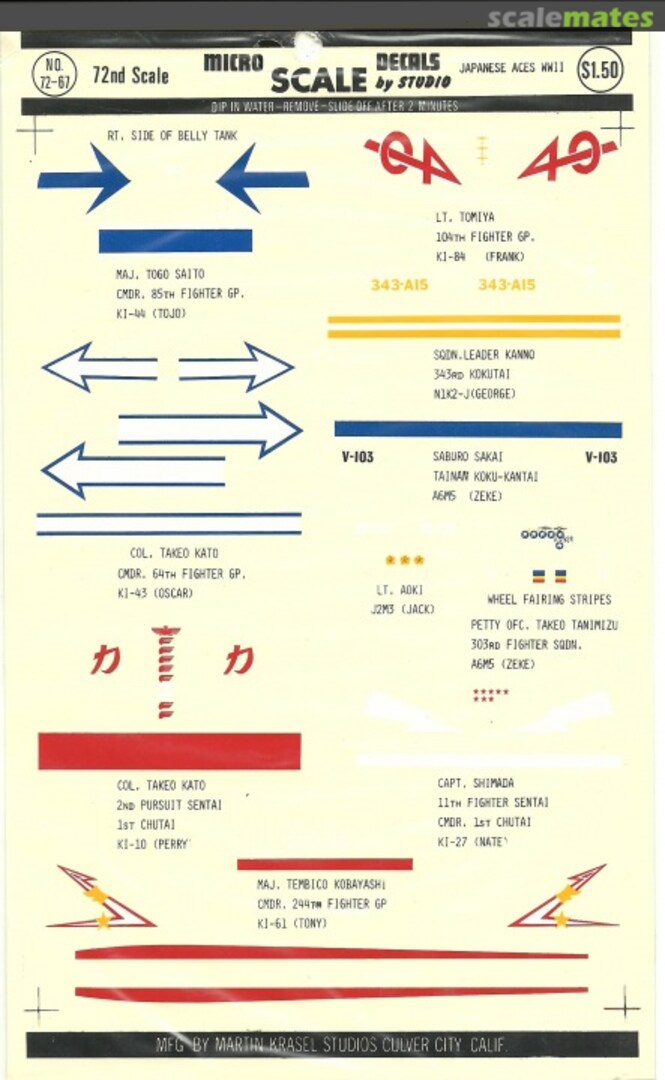 Boxart JAPANESE ACES WWII 72-67 Microscale