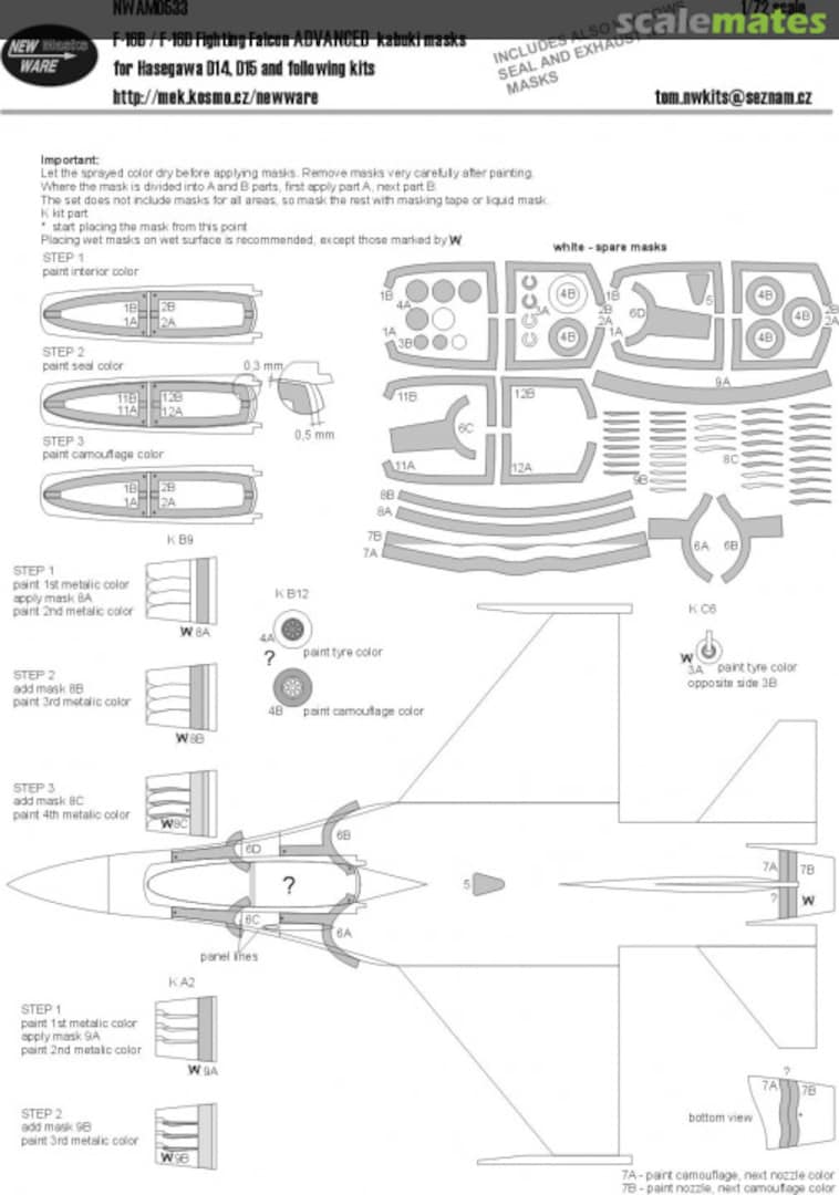 Boxart F-16 B/D Fighting Falcon ADVANCED kabuki masks NWAM0533 New Ware