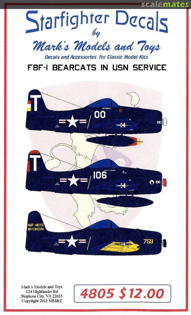 Boxart F8F-1 Bearcats in USN Service 4805 Starfighter Decals