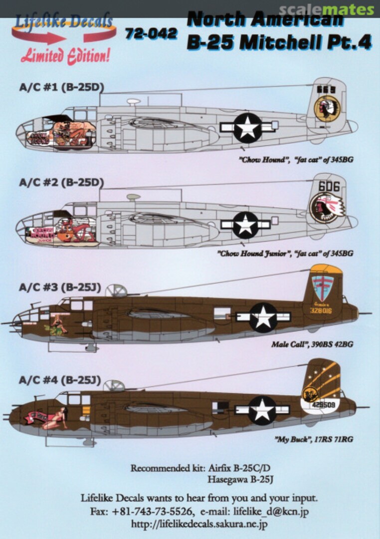 Boxart North American B-25 Mitchell Pt.4 72-042 Lifelike Decals