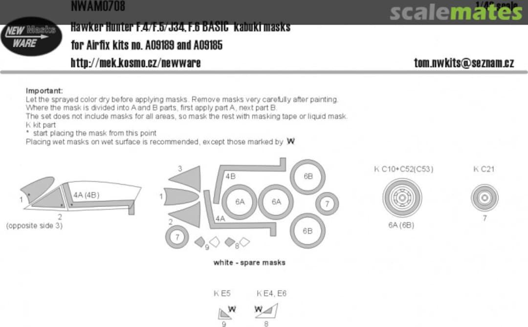 Boxart Hawker Hunter F.4/F.5/J34, F.6 BASIC kabuki masks NWAM0708 New Ware