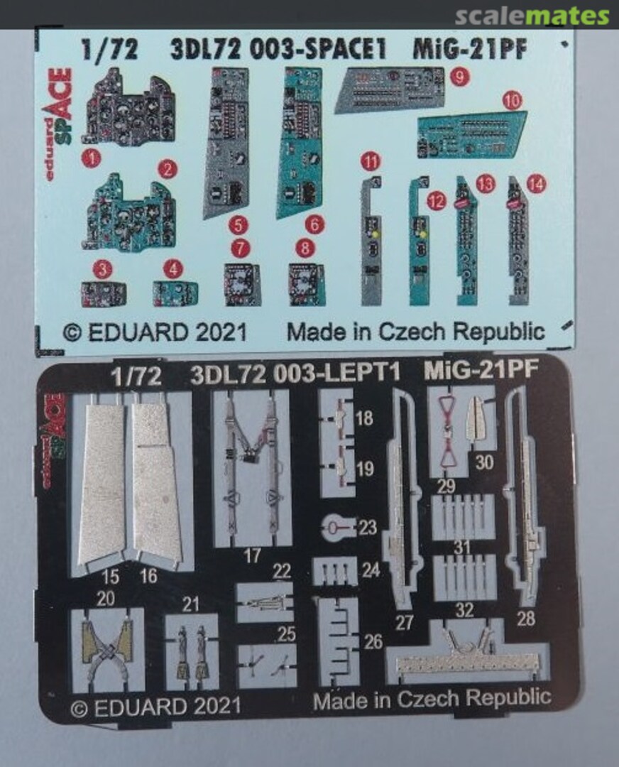 Contents MiG-21PF (3D interior decals) 3DL72003 Eduard