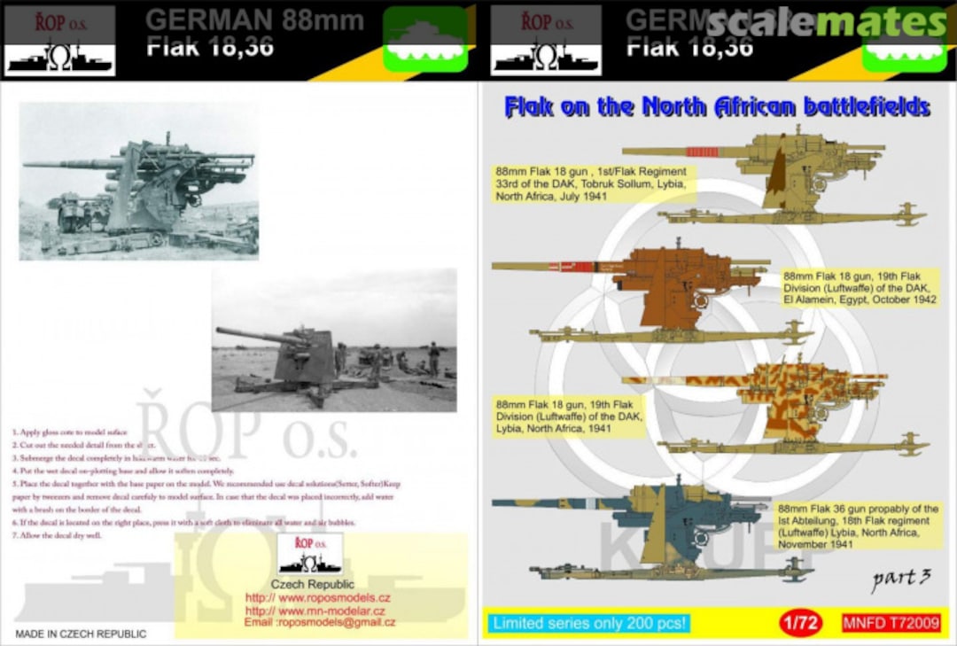 Boxart GERMAN 88MM FLAK 18,36 - FLAK ON THE NORTH AFRICAN BATTLEFIELDS MNFDT72009 ROP o.s.