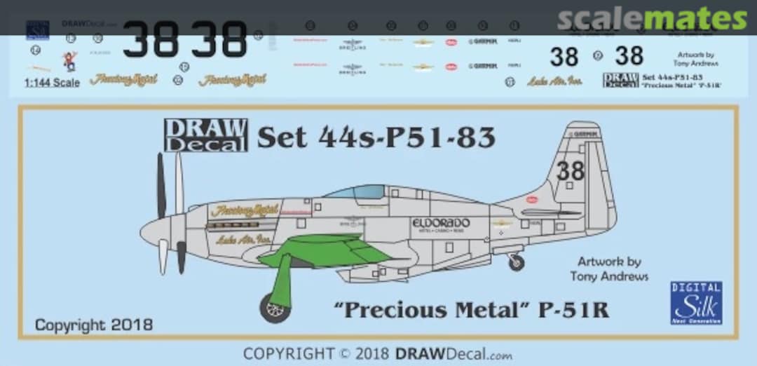 Boxart “Precious Metal” P-51R 44-P51-83 Draw Decal