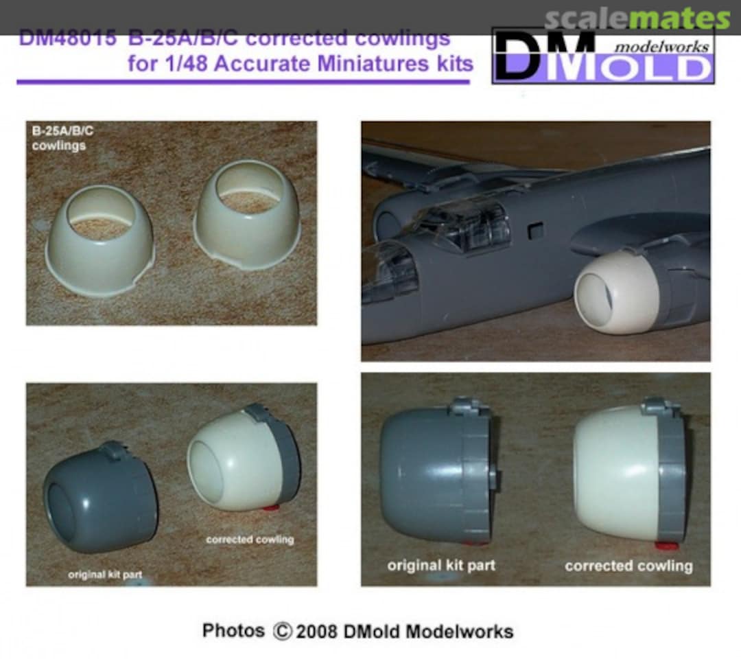 Boxart B-25A/B/C corrected cowlings DM48015 DMold Modelworks