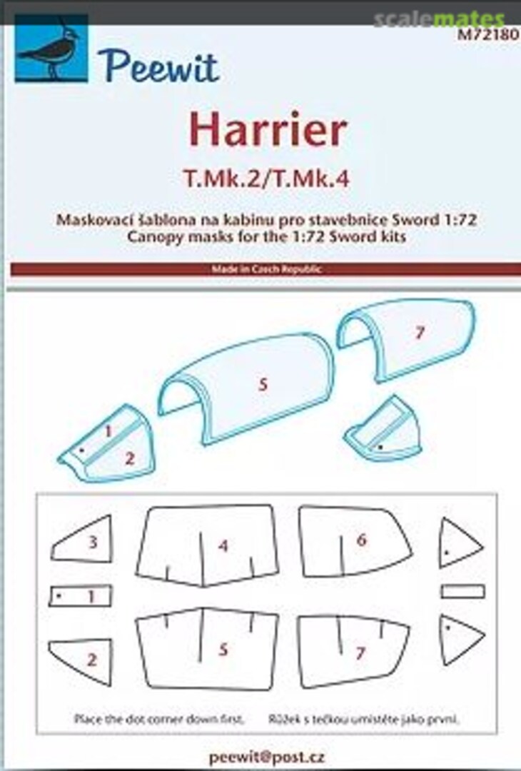 Boxart Canopy Mask: BAe Harrier T Mk.2/Mk.2A/Mk.4/Mk.4N M72180 Peewit