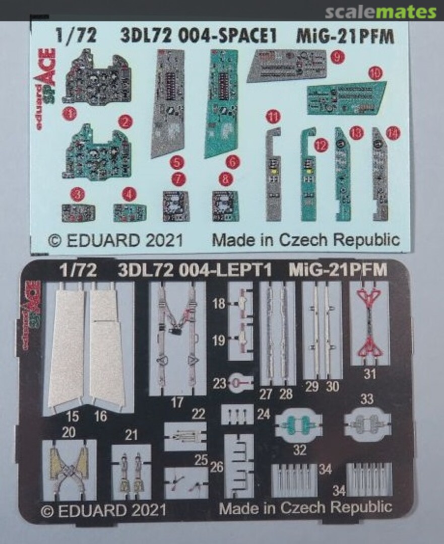 Contents MiG-21PFM (3D interior decals) 3DL72004 Eduard