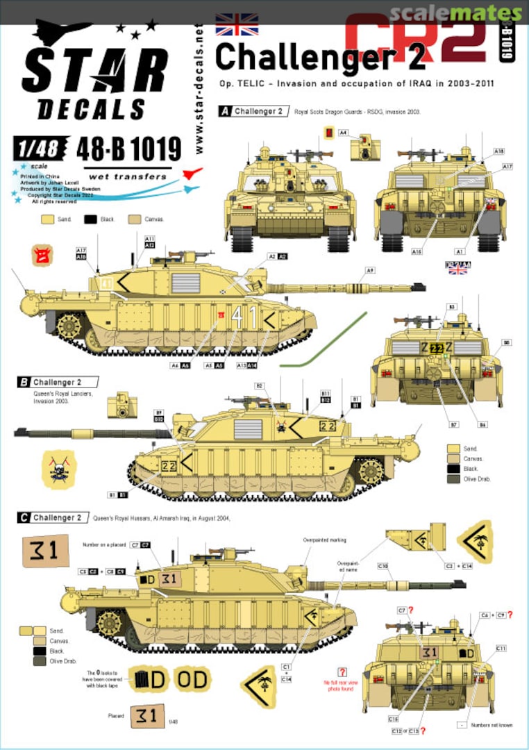 Boxart Challenger 2 - CR2 48-B1019 Star Decals