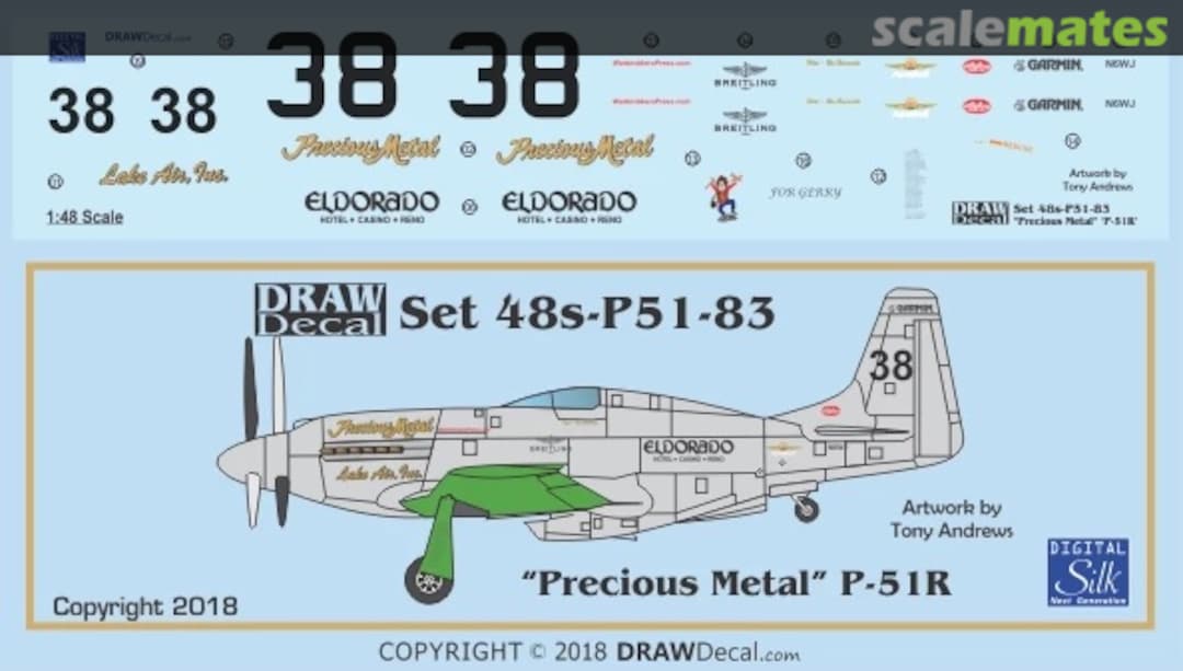 Boxart “Precious Metal” P-51R 48-P51-83 Draw Decal