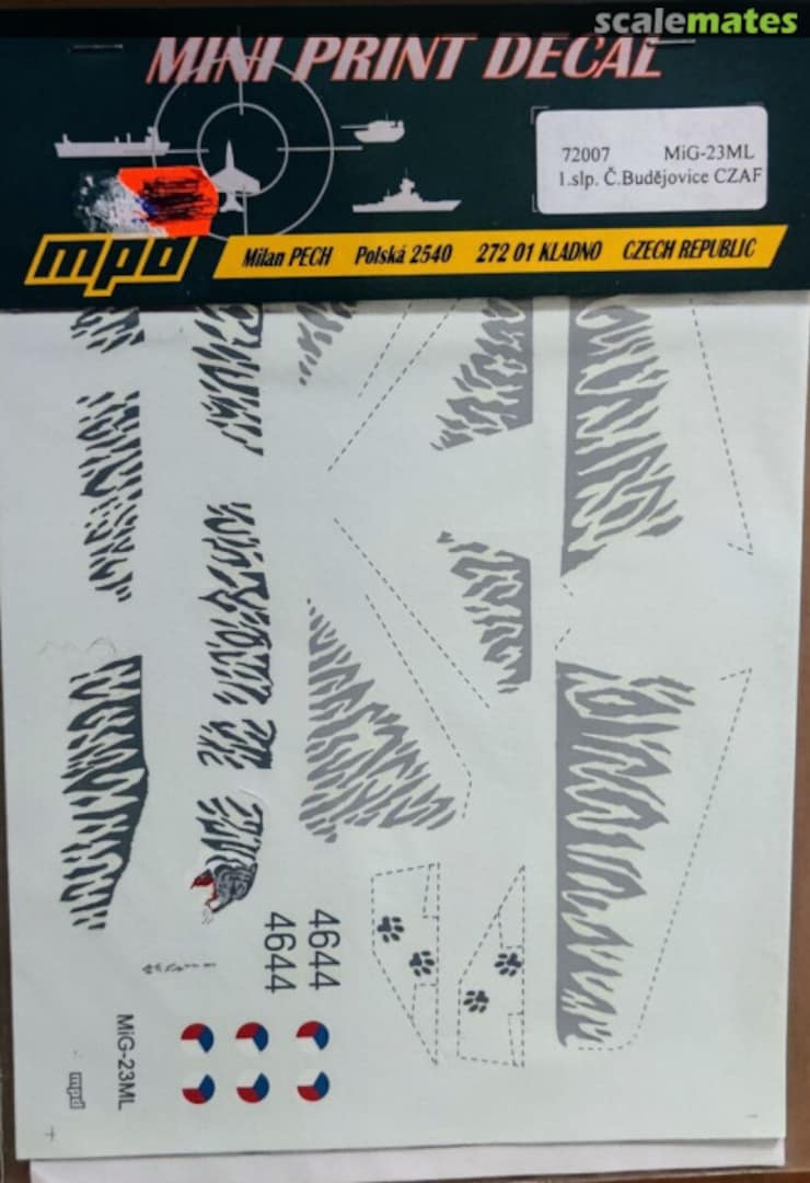 Boxart MiG-23ML 72007 Mini Print Decal