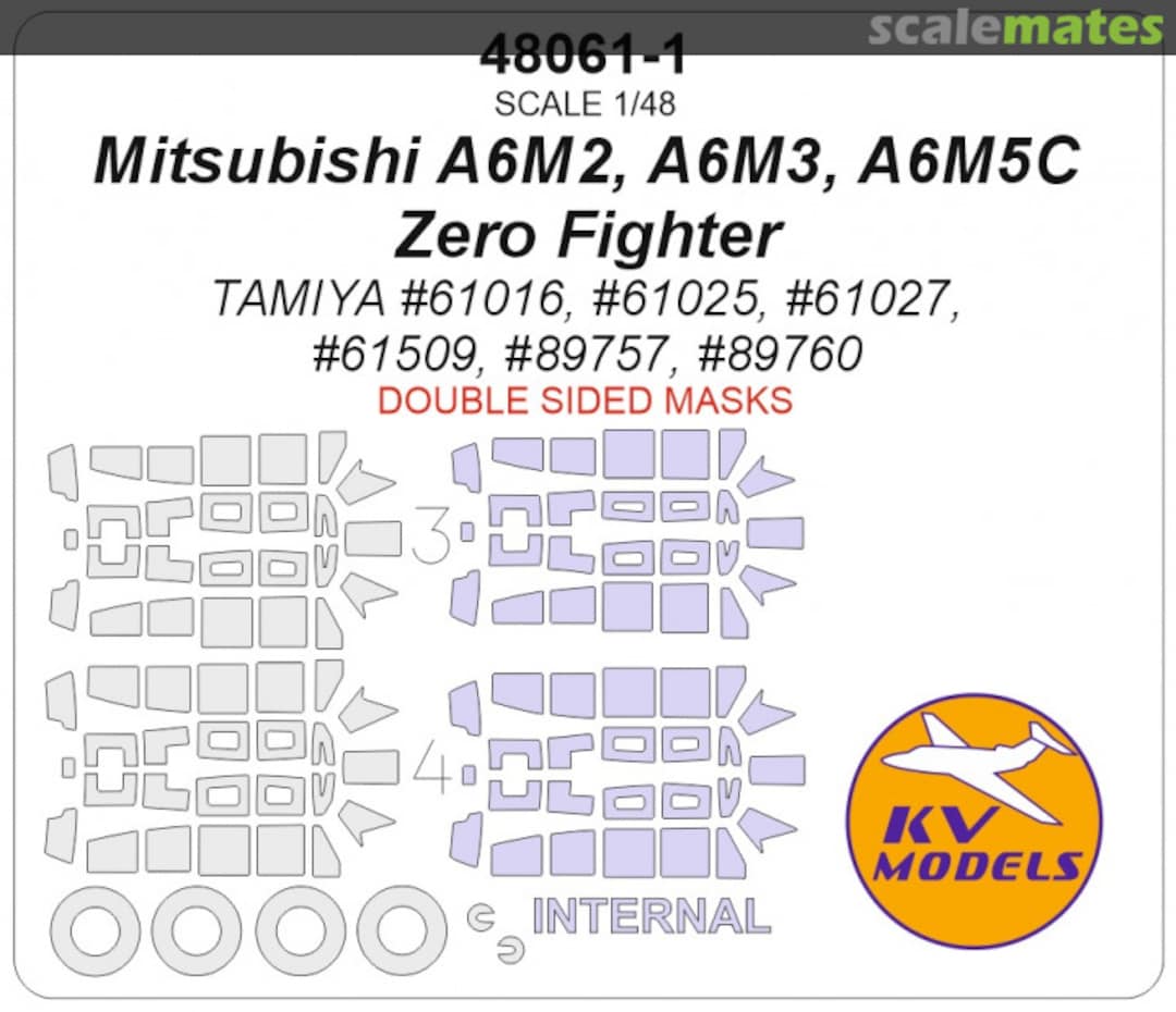 Boxart Mitsubishi A6M2 / A6M3 / A6M5C Zero (Double sided masks) 48061-1 KV Models