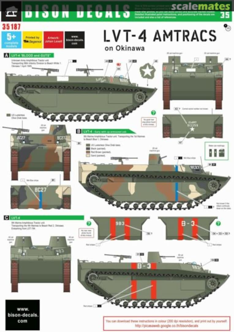 Boxart LVT-4 Amtracs on Okinawa 1945 35187 Bison Decals