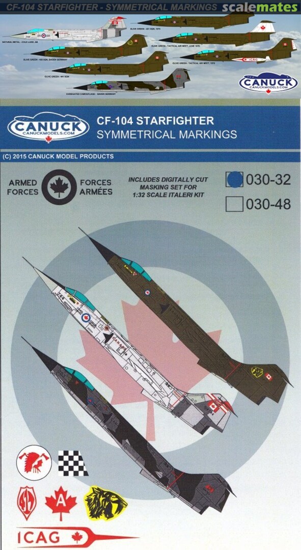 Boxart CF-104 Starfighter Symmetrical Markings 030-32 Canuck Model Products