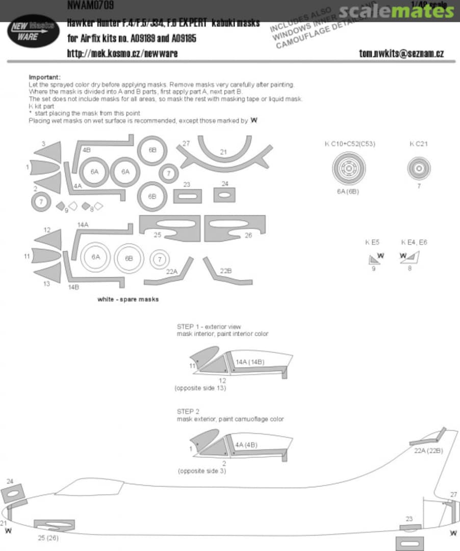 Boxart Hawker Hunter F.4/F.5/J34, F.6 - EXPERT kabuki masks NWAM0709 New Ware