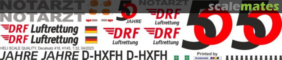 Boxart H145 / EC 145T2 - DRF - D-HXFH - 50 Jahre DRF Luftrettung Decal 418 Heli Scale Quality