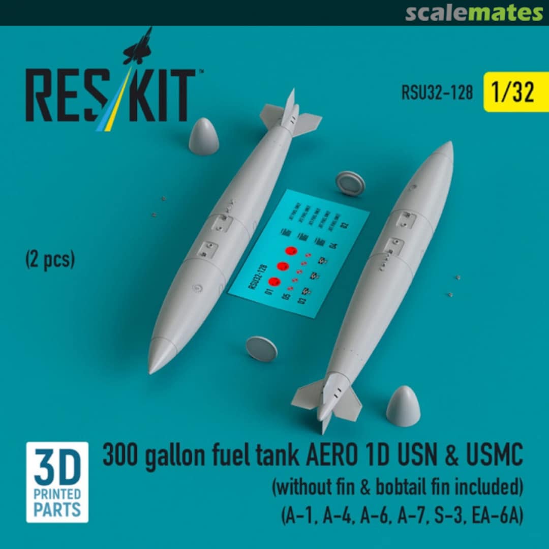 Boxart 300 gallon fuel tank AERO 1D USN & USMC (2 pcs) (without fin & bobtail fin included) RSU32-0128 ResKit