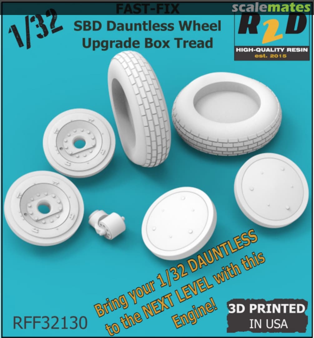 Boxart SBD Dauntless Wheel Upgrade - BOX Tread RFF32130 RESIN2detail