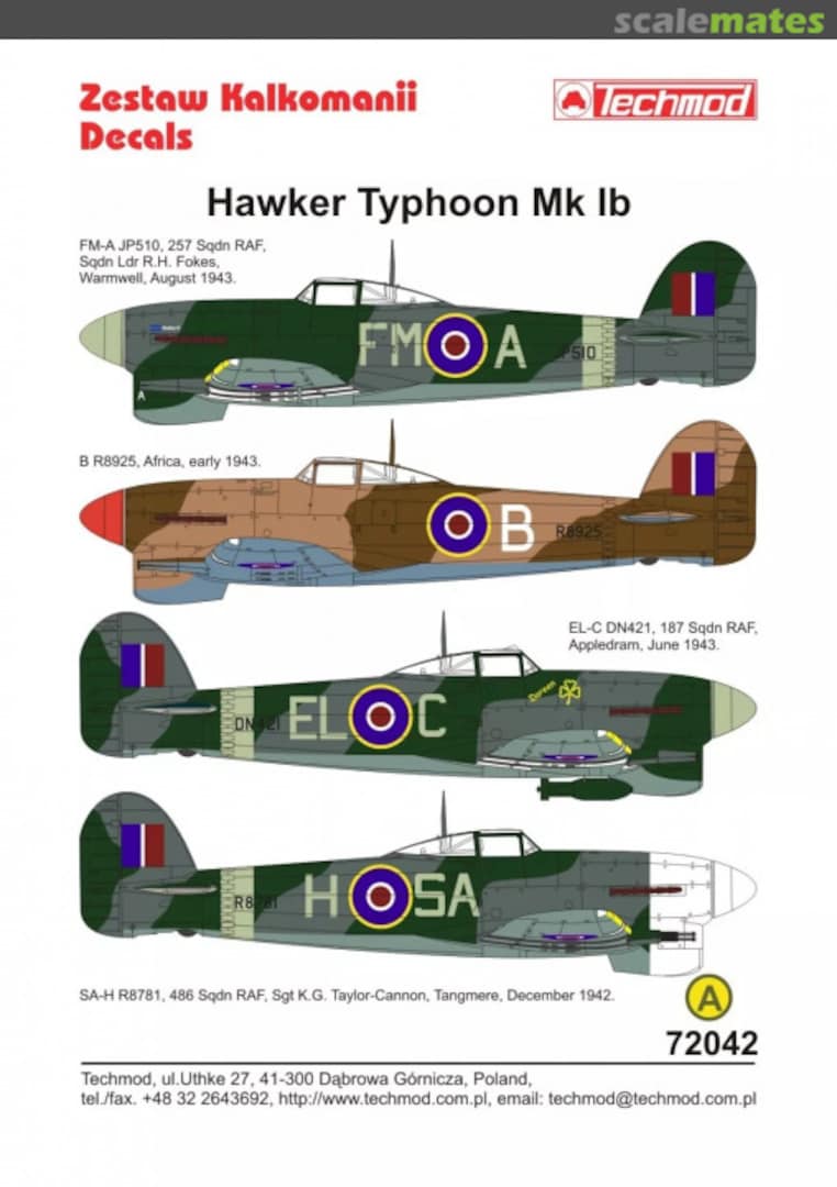 Contents Hawker Typhoon Mk.IB 72042 Techmod