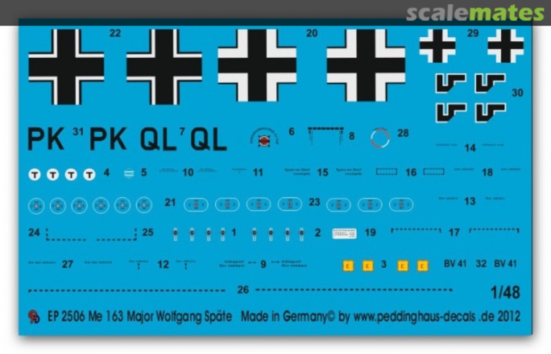 Boxart Me 163 Major Wolfgang Späte EP 2506 Peddinghaus-Decals