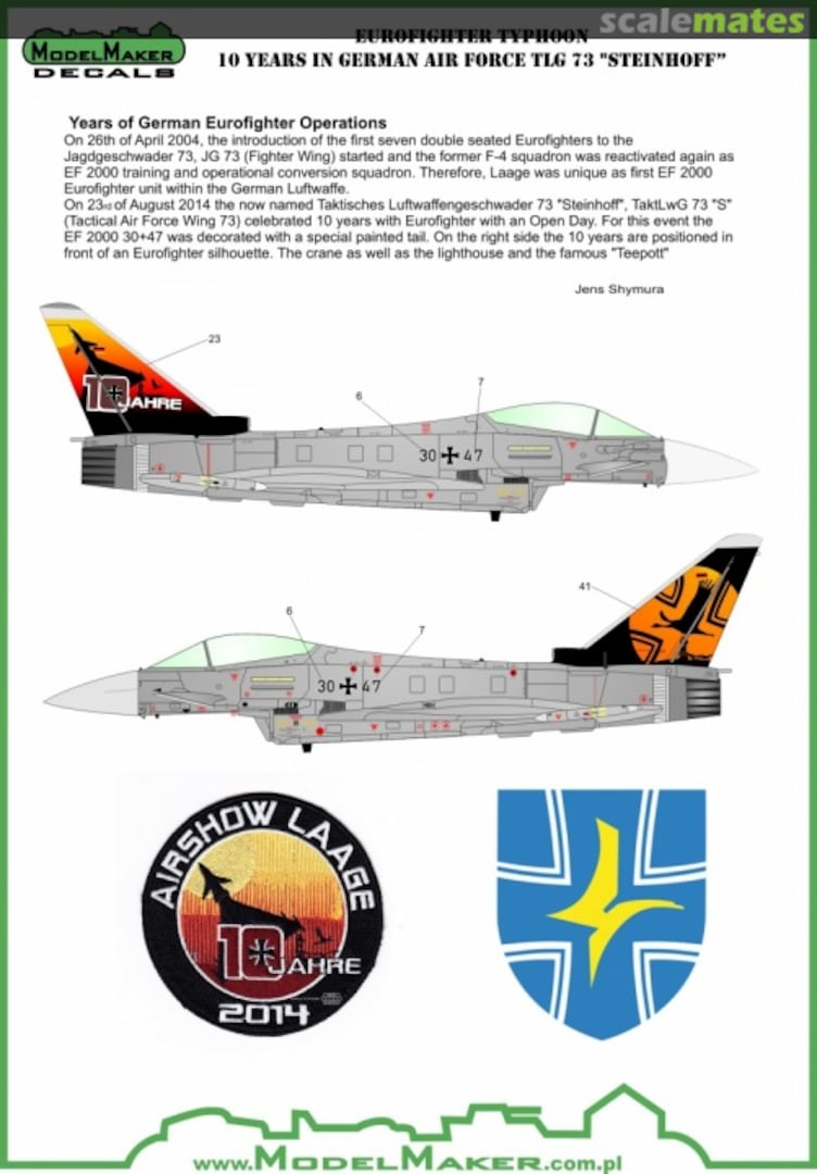 Boxart Eurofighter Typhoon 10 Years in German Air Force TLG 73 "Steinhoff D48051 ModelMaker