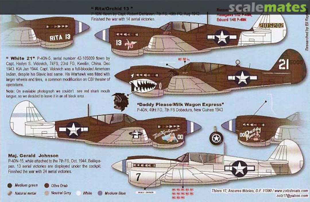 Boxart P-40N Warhawks 32030 Zotz Decals