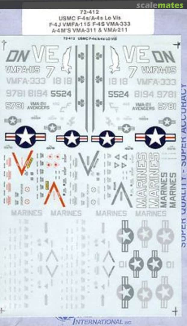 Boxart USMC F-4s / A-4s Lo Viz 72-412 Microscale