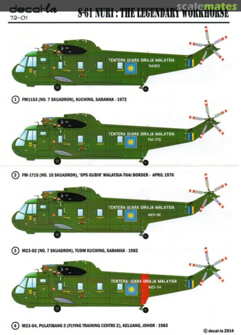 Boxart S-61 Nuri RMAF 7201 Decal-La