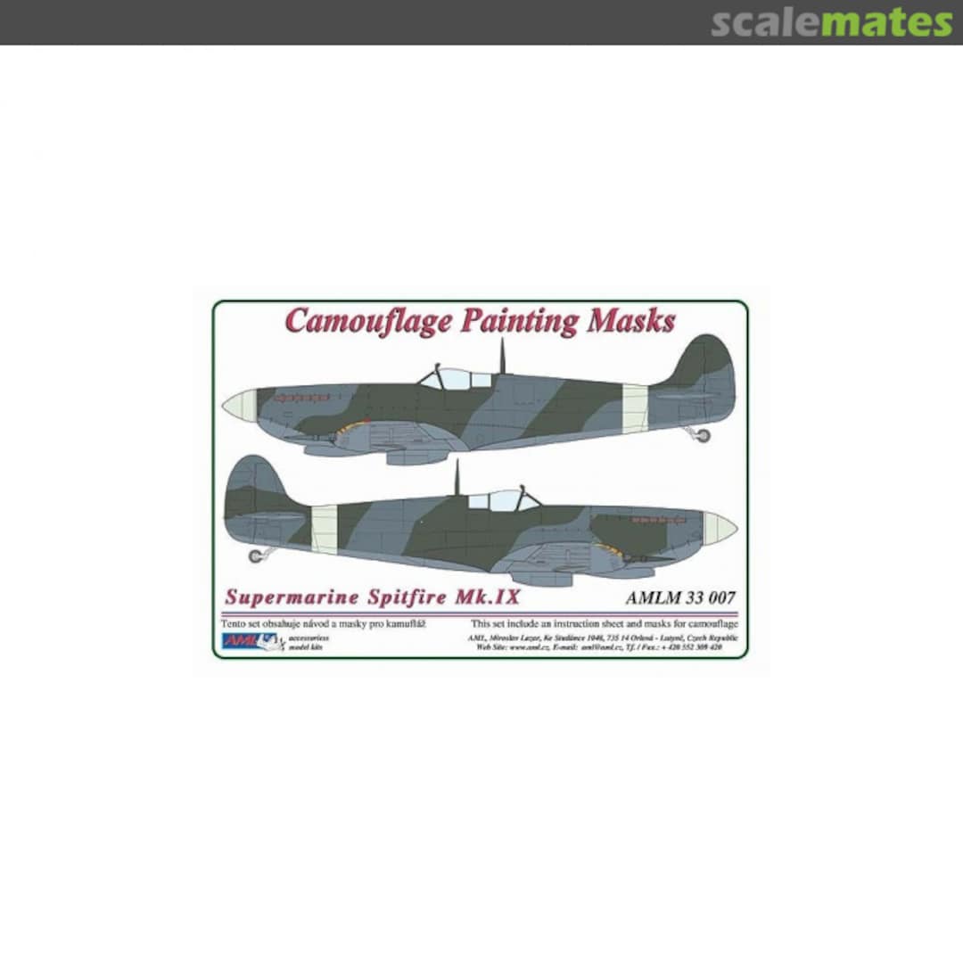 Boxart Supermarine Spitfire Mk.IX Camouflage Painting Masks AMLM33007 AML