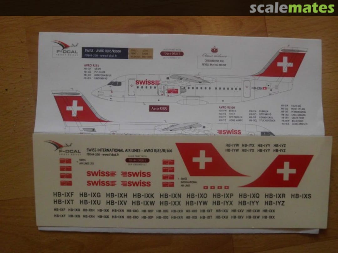 Boxart Swissair RJ85/RJ100 (Bae 146) FD144-266 F-DCAL