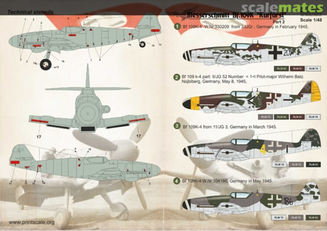 Boxart Bf. 109K Kurfurst Part 2 48-104 Print Scale