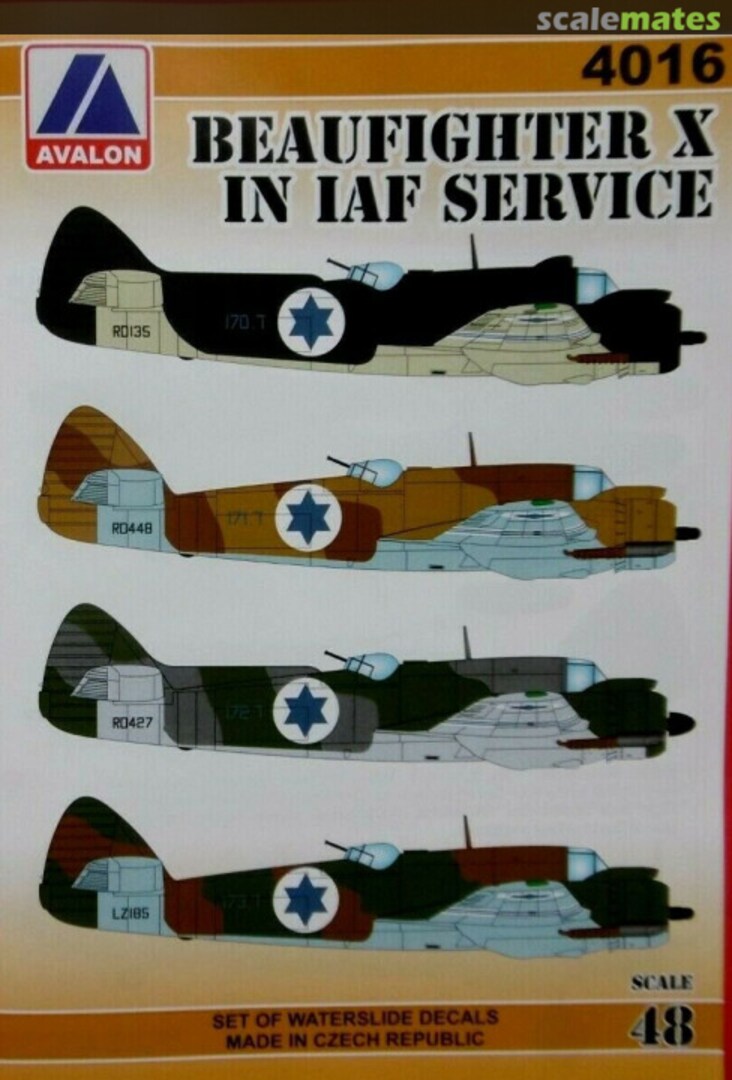 Contents Beaufighter X In IAF Service 4016 Avalon Decals